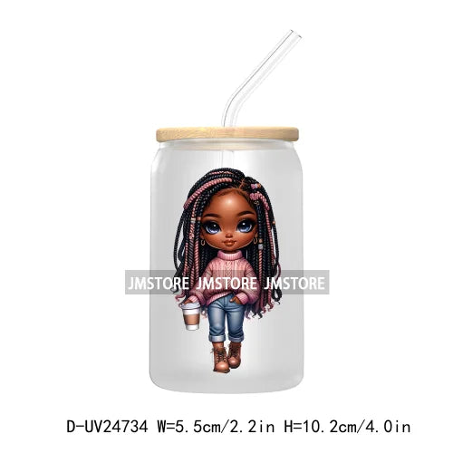 Cute Little Black Boy Girl UV DTF Transfer Stickers Decals For Libbey Cold Cups Mugs Tumbler Waterproof DIY Craft Cool Afro Kids