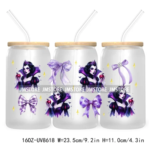 Cartoon Bear Halloween Coquette Bow UV DTF Sticker For 16OZ Libbey Glass Cup Can Wrap Transfer Stickers Custom Labels DIY Logo