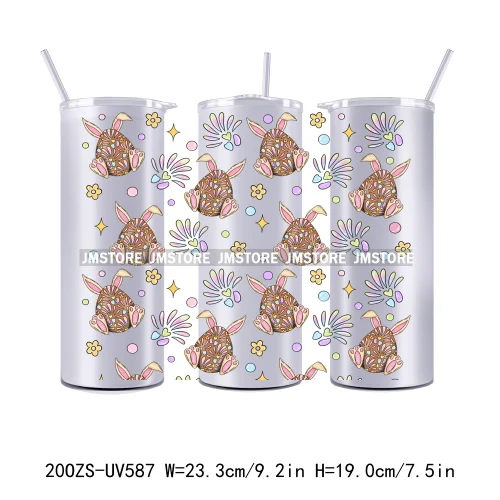 Coquette Easter Peeps Spring Floral Bunny Eggs 20OZ Skinny Tumbler Wrap UV DTF Transfer Stickers Personalized Logo For Tumbler