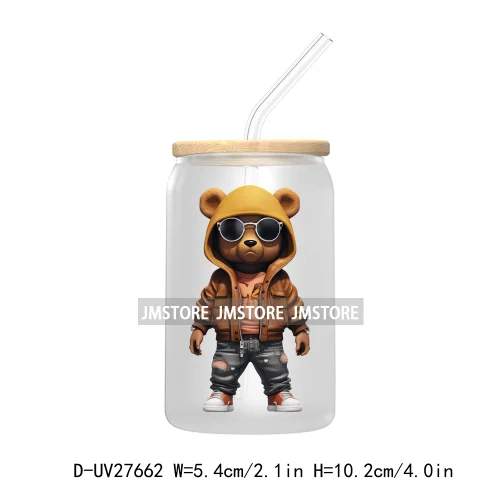 Hip Hop Urban Graffiti Teddy Bear UV DTF Transfer Stickers Decals For Libbey Cold Cups Mugs Tumbler Waterproof Trendy Bears Doll