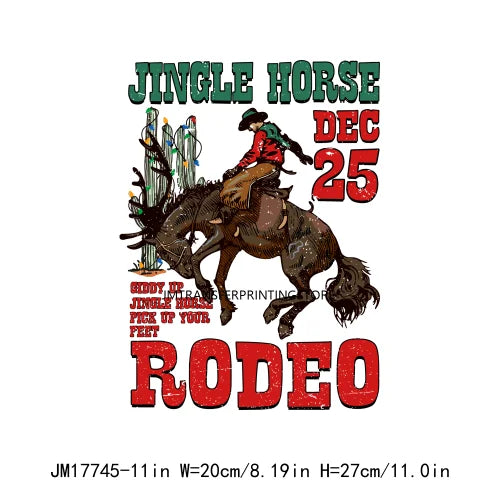 Retro Mooey Howdy Christmas Highland Cow Western Jingle Horse DTF Sticker Sorta Scary Sorta Merry Transfer Printing For Clothes