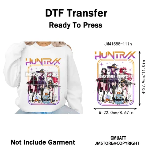 Cartoon Kpop Spooky Boys Girls In This House Era Halloween Iron on DTF Washable Transfers Stickers Ready to Press for Clothes