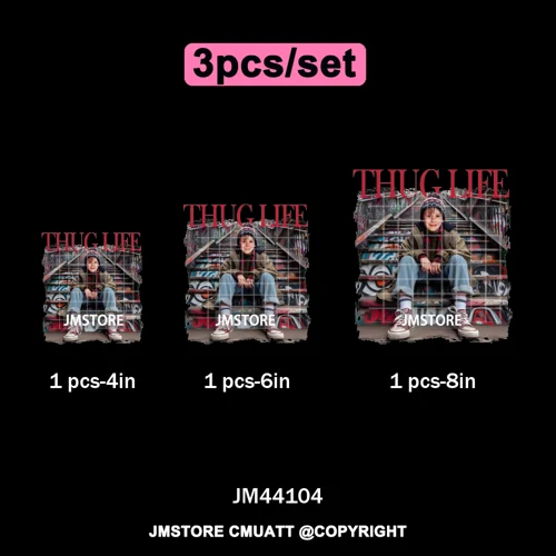 Thug Life Cartoon Movie Xmas Friends Christmas Thief Iron on Washable DTF Transfers Stickers Ready to Press for T-shirts Bags