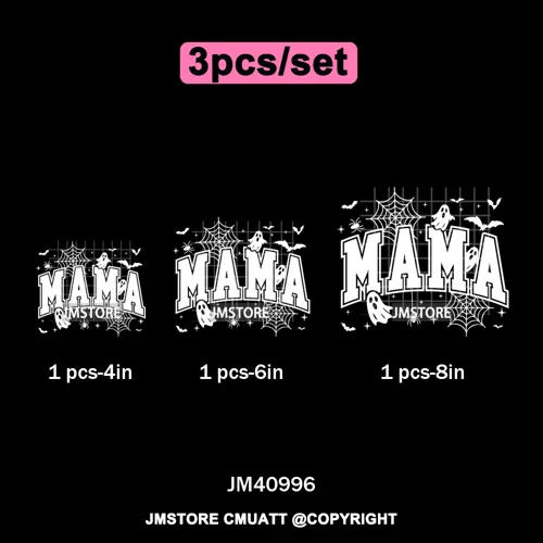 Leopard Checkered Spooky Mama Ghost Halloween Letters Preppy Halloween Iron on DTF Transfer Stickers Ready to Press for T-shirts