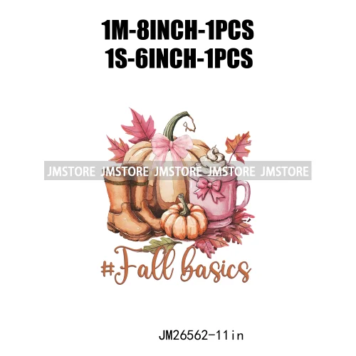 Fall Floral Coquette Bow Religious Jesus Autumn Girly Take Me To Pumpkin Patch DTF Iron On Transfers Stickers For T-shirt Bags