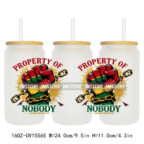 1865 Juneteenth Black History Month UV DTF Cup Wraps Ready To Apply CustomTransfer Stickers For 16OZ Libbey Glass Can Tumbler