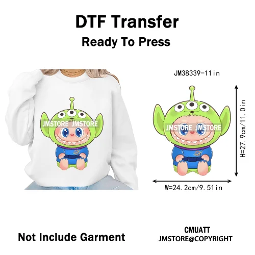 Cute Cartoon Toy Dolls Monster Costume Character Kids Printed Iron on DTF Washable Transfer Stickers Ready to Press for Clothing