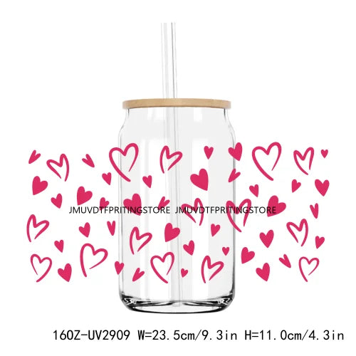 Western Howdy Valentine's Day UV DTF Sticker For 16OZ Libbey Glass Cup Can Wrap Transfer Sticker Custom Labels DIY Logo Love