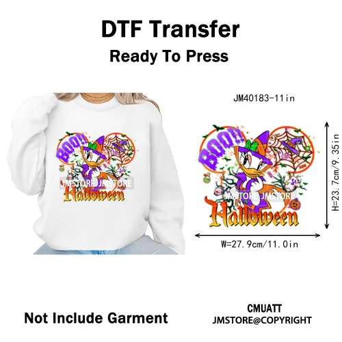 Cartoon Witches Princess Skull Animal Kids Love Characters Halloween Iron on DTF Transfers Stickers Ready to Press for T-shirts