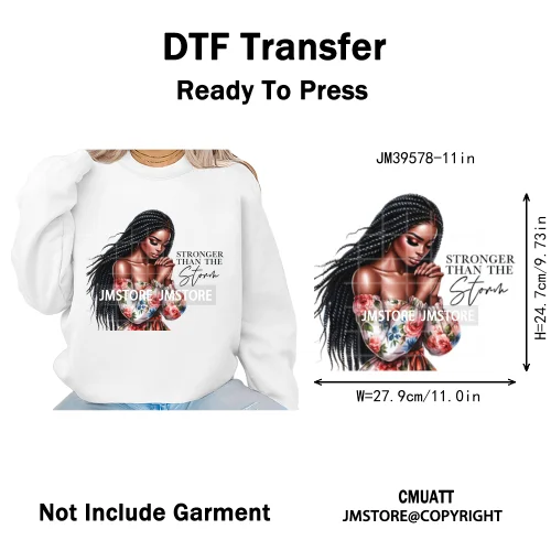 Fashion Afro Girls Pray Christian Black Boss Lady Printing Iron on DTF Washable Transfers Stickers Ready to Press for Clothes