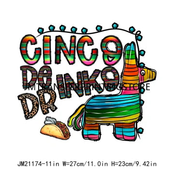 Viva Mexico Cinco De Drinko Logos Mama Cita Cowhide Western Spicy Taco Bout Party Iron On DTF Transfer Stickers For Sweatshirt