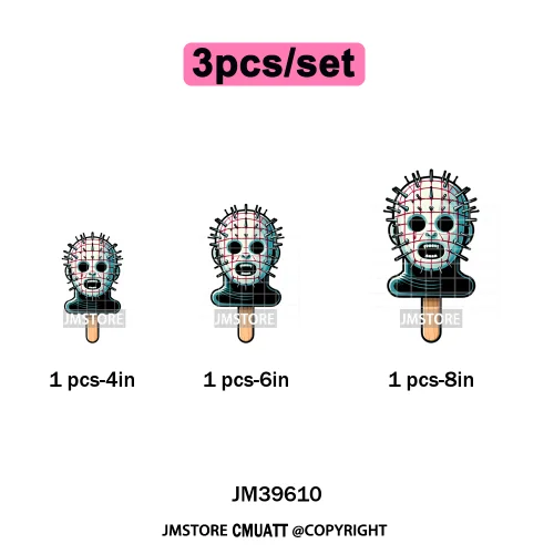 Scary Halloween Popsicles Horror Movie Killers Character Iron on DTF Washable Transfers Stickers Ready to Press for Textile Bags