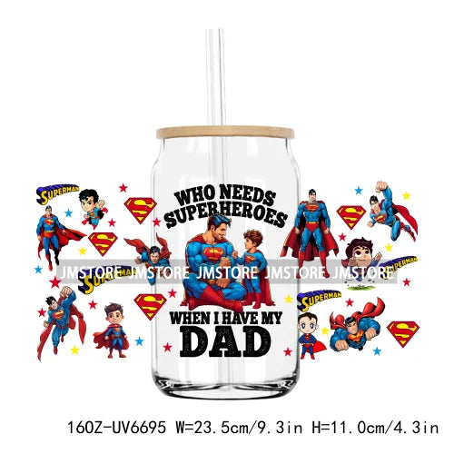 Cartoon Papa Dad And Son UV DTF Sticker For 16OZ Libbey Glass Cup Can Wrap Transfer Stickers Custom Labels DIY Logo Father's Day