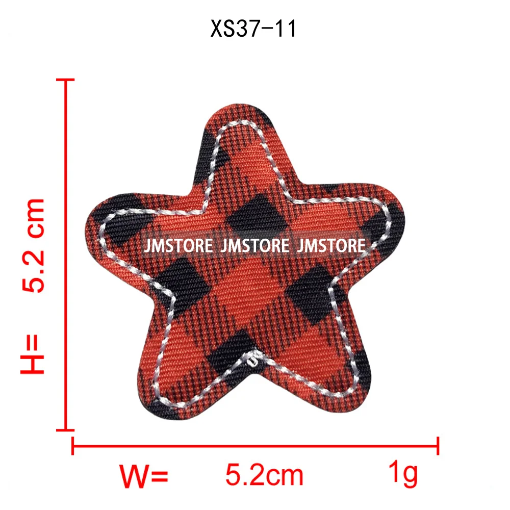 Red Checkered Christmas Icons Cozy Winter Season Lover Festive Decoration Embroidery Appliques Iron on Patches for Clothes Bags