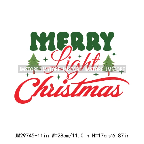 Small Town Fram Fresh Tree Christmas Merry Vibes Ho Ho Ho Santa Deer Iron On DTF Transfers Stickers Ready To Press For Hoodies