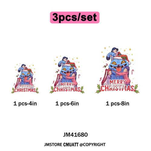 Merry Christmas Kpop Music Band Group Character Xmas Festive Love Iron on DTF Transfers Stickers Ready to Press for Clothes Bags