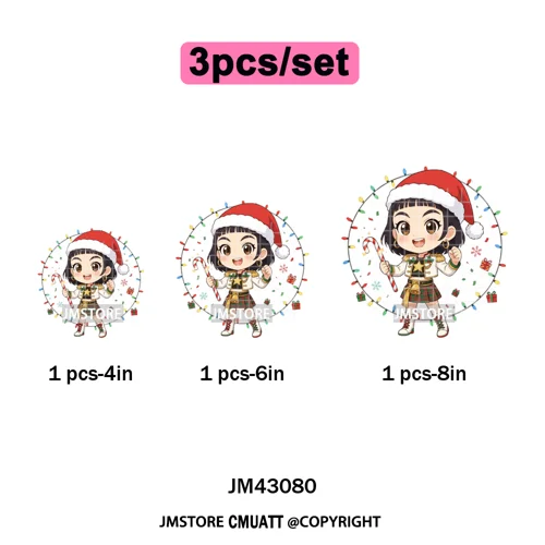 Kpop Christmas Santa Boys Girls Band Cartoon Demon Characters Iron on Washable DTF Transfers Stickers Ready to Press for Clothes