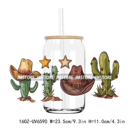 Western Desert Cactus Plants 16OZ UV DTF Cup Wrap Transfers Stickers Custom Labels Durable Waterproof Logo For Libbey Glass Can