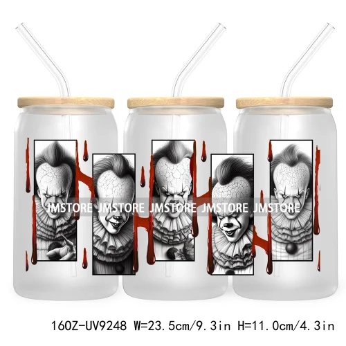 Halloween Gift UV DTF Sticker For 16OZ Libbey Glass Cup Can Wrap Transfer Stickers Custom Labels DIY Logo Horror Movie Killers