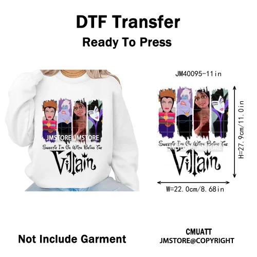 Happy Halloween Season Pumpkin Skull Cartoon Character Girly Evil Queen Iron on DTF Transfer Stickers Ready to Press for Textile