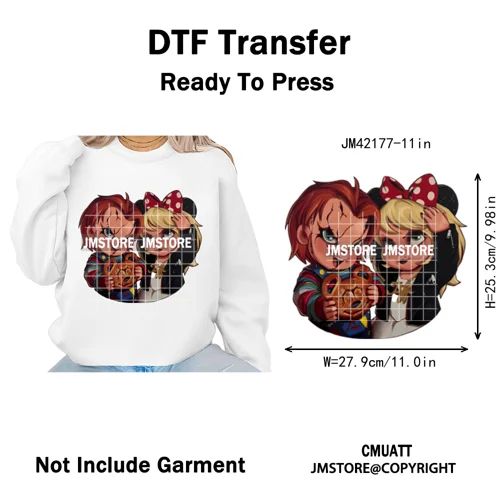 See You In Hell Scary Movie True Love Couple Halloween Season Iron on DTF Washable Transfers Stickers Ready to Press for Textile