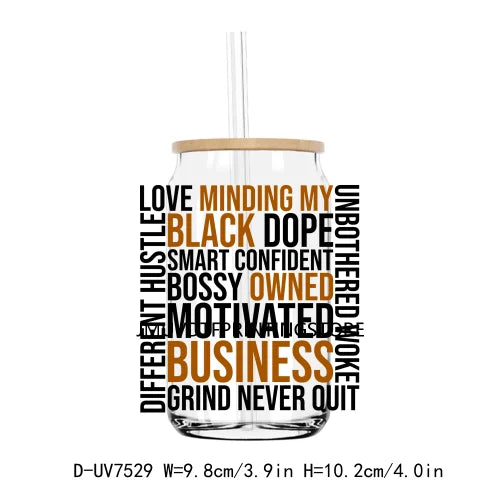 Black King Woman Letters UV DTF Transfers Stickers Decals For Libbey Cold Cups Mugs Tumbler Waterproof DIY Logo Hustle Hard