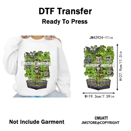 Horror Characters Halloween Spooky Cartoon Friends Scary Pumpkin Iron on DTF Transfers Stickers Ready to Press for Sweatshirts