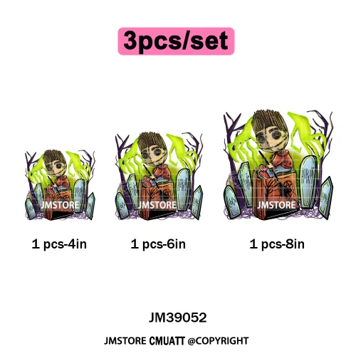 Horror Scary Killer Character Spooky Halloween Vibes Iron on DTF Washable Heat Transfer Stickers Ready to Press for Textile Bags
