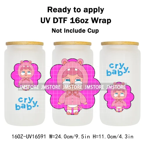 Floral Monsters Cartoon Characters UV DTF Wraps Transfer Stickers Waterproof Logo High Quality For 16OZ Libbey Glass Can Tumbler