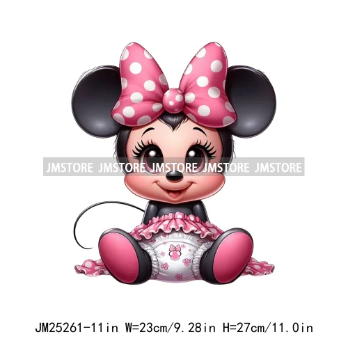 Cartoon Animal Sport Cheer Thermal Designs Baby Pink Mouse Iron On DTF Heat Press Transfers Stickers Ready To Press For Clothes