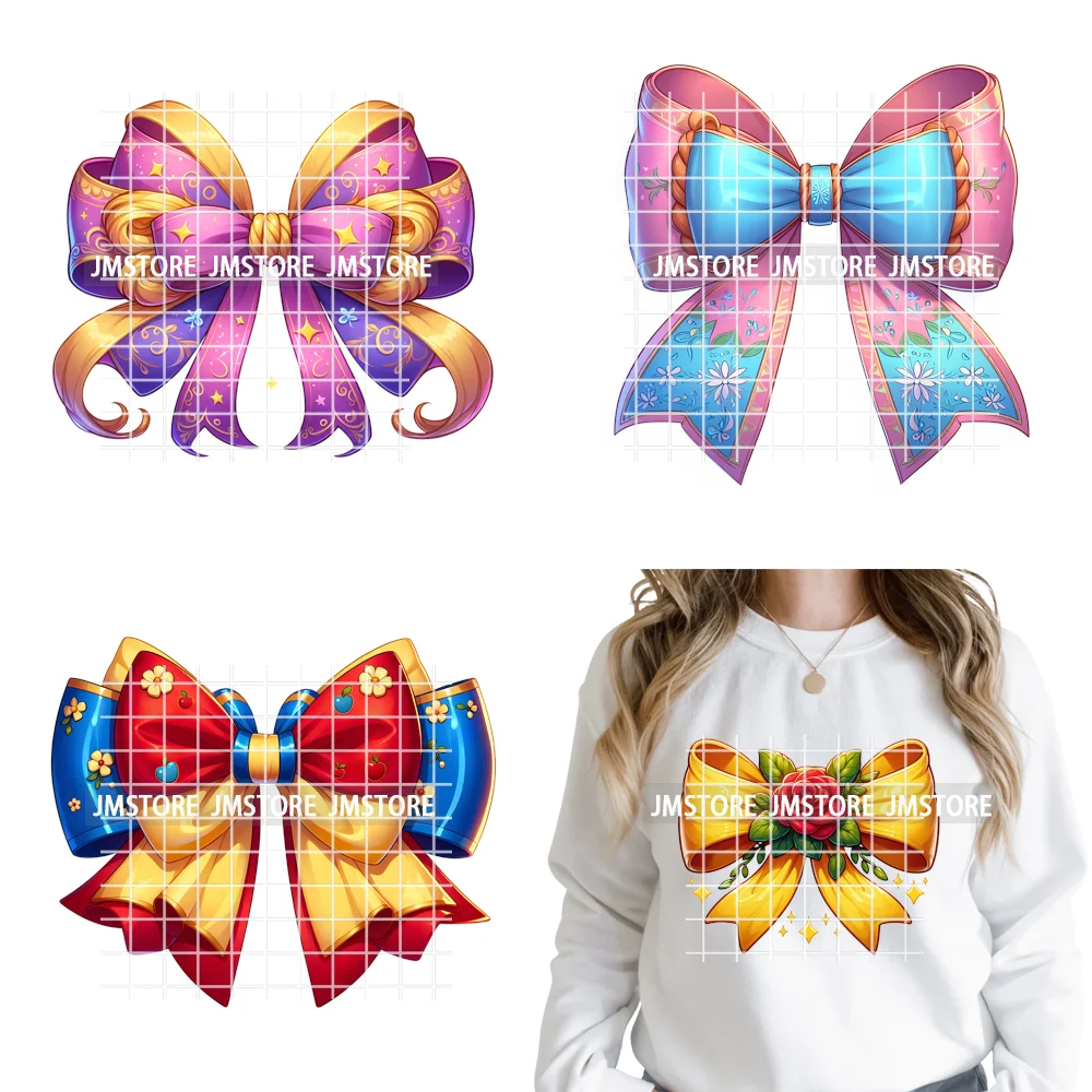 Colorful Princess Vibes Coquette Girly Kids Pastel Bows Printed Decals Iron on DTF Transfer Stickers Ready to Press for Clothes