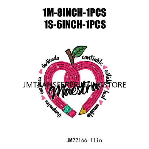 Iron On Teach Love Insprit Print Logos Maestra Heart Pencil Bow Cowgirl Boots Small Town Teacher DTF Transfer Stickers For Shirt