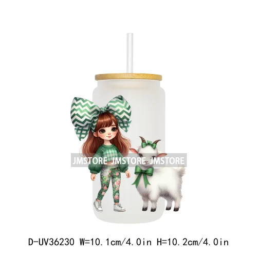 Pretty Girl With Animals UV Sticker Decals For Libbey Cold Cups Mugs Tumbler Transfer Stickers Waterproof High Quality Labels