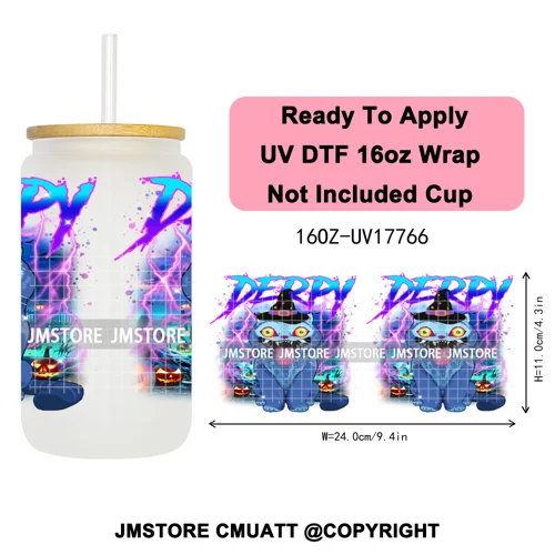 Demon Hunters Kpop Derpy Halloween Mystery Boys UV DTF Stickers Ready To Apply Cup Wrap High Quality For 16OZ Libbey Can Glass