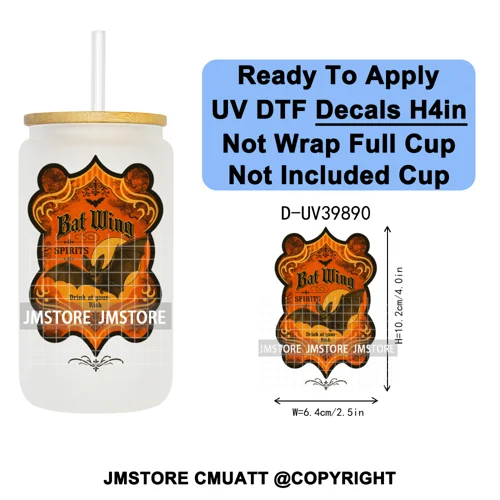 Spooky Halloween Witch Brew Bottle Label Set UV DTF Transfer Stickers Decals Ready To Apply Waterproof For 16OZ Libbey Glass Can