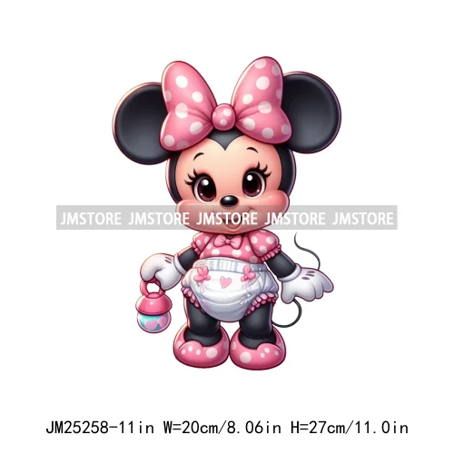 Cartoon Animal Sport Cheer Thermal Designs Baby Pink Mouse Iron On DTF Heat Press Transfers Stickers Ready To Press For Clothes