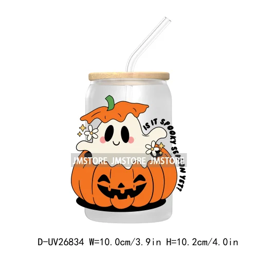 Spooky Halloween Book Club 16OZ UV DTF Cup Wrap Transfer Stickers Custom Labels Waterproof Logo For Libbey Glass Can Fall Season