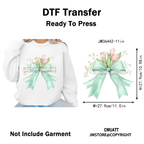 Spring Wildflower Love Vibes Ribbon Wedding Coquette Iron on DTF Thermal Transfers Stickers Ready to Press for Dresses Hoodies