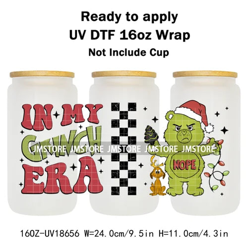 Christmas Movie Characters UV DTF Cup Wrap Ready To Apply Transfer Stickers Waterproof 16OZ Tumbler Wraps For Libbey Glass Can