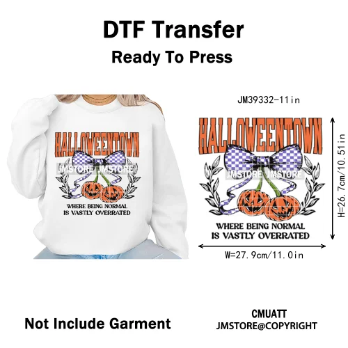 Ghost Spooky Mama Season Trick or Treat Coquette Bow Halloween Iron on DTF Washable Transfer Sticker Ready to Press for Clothing