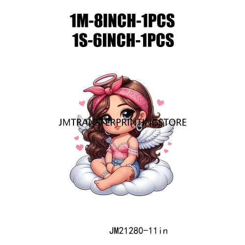 Cute Baby Angel Concha Valentine Kids Lovely Iron On DTF Transfers Printing Stickers Ready To Press For Hoodies