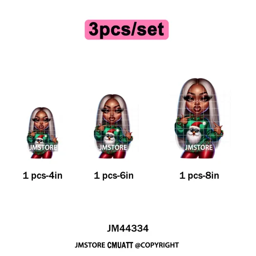 Christmas Stank Face Black Woman Attitude Moody Queen Iron on Washable DTF Heat Transfers Stickers Ready to Press for Clothing