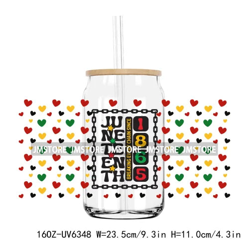 1865 Vibes Juneteenth Sunflower 16OZ UV DTF Cup Wrap Transfer Stickers Custom Label Durable Waterproof Logo For Libbey Glass Can