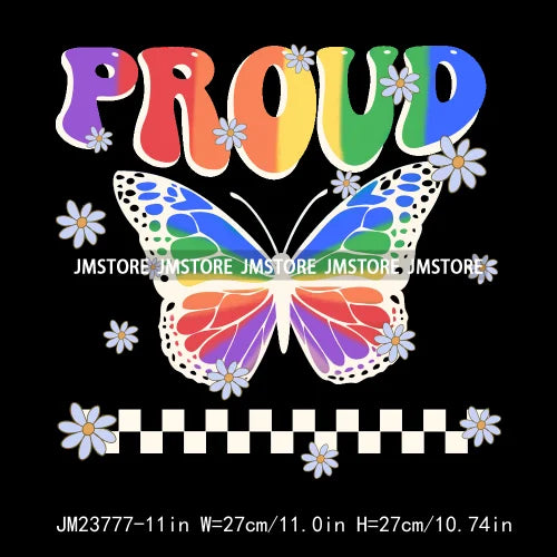 Colorful Pride Month LGBTQ Rainbow Butterfly Straight Against Hate Love Is Love Iron On DTF Transfer Stickers Logos For Clothing