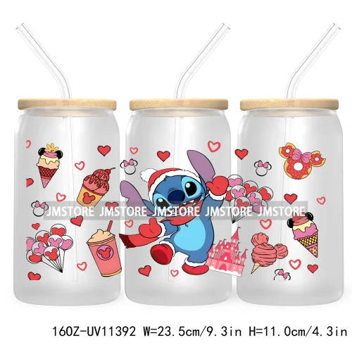 Christmas Cartoon Friends Holiday Season 16OZ UV Cup Wrap DTF Transfer Stickers For Libbey Glass Can Cup Tumbler Waterproof Logo