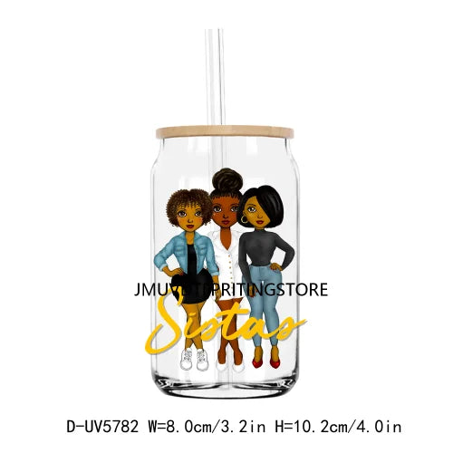 Hustle African American Women Man UV DTF Transfer Stickers Decal For Libbey Cold Cups Mug Tumbler Waterproof DIY Logo Black Lady