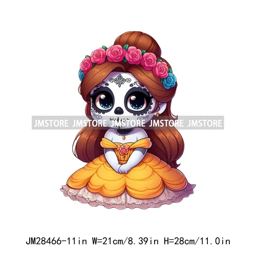 New Day Of The Dead La Catrina Dresses Girls Skull Flower Iron On DTF Transfers Stickers Ready To Press For Sweatshirt Bags