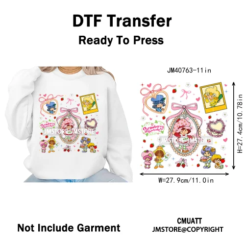 Best Friends Birthday Cute Little Berry Girl Coquette Character Design Iron on DTF Transfers Stickers Ready to Press for Textile