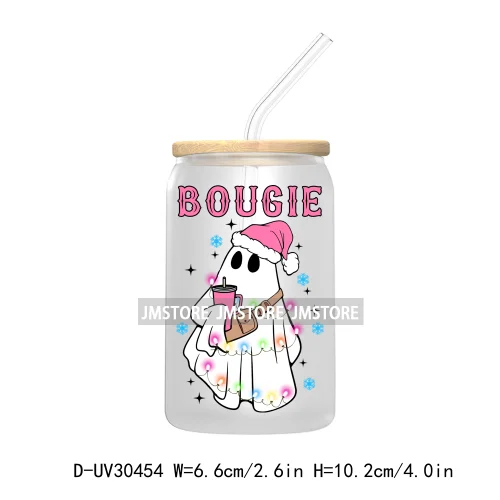 Coquette Christmas Bow Santa Claus UV DTF Transfer Stickers Decals For Libbey Cold Cups Mugs Tumbler High Quality Howdy Season