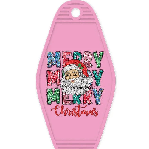 Faux Sequin Christmas Santa Claus High Quality Durable WaterProof UV DTF Sticker Decals For Motel Hotel Keychain Bougie Snowman